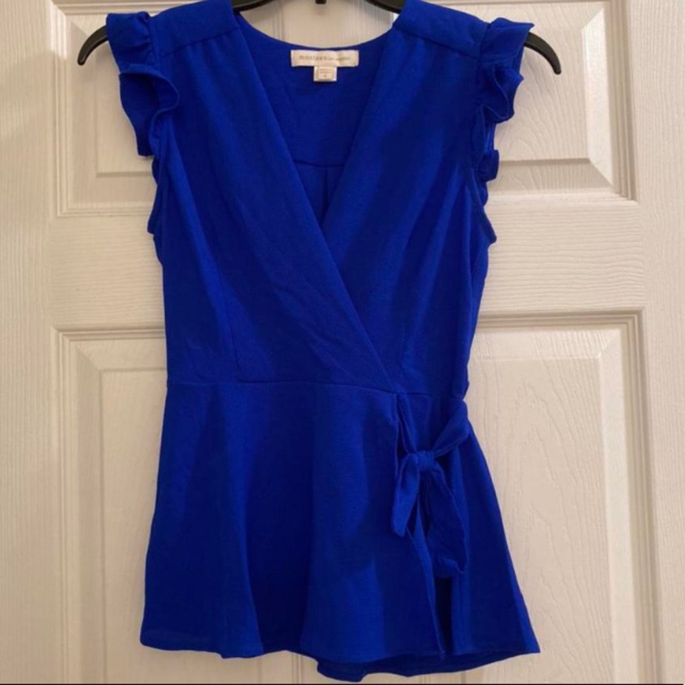Royal Blue V-Neck Wrap Sleeveless Top size Small